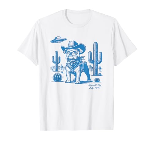 UFO Western Bulldog Cowboy Cactus Desert Cowgirl Mom Dad T-Shirt