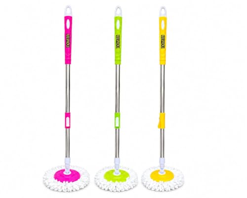 Image of Novita Premium 360 Spin Mop Stick Rod with Stainless Steel Handle | 42-Inch Adjustable & Extendable Heavy-Duty Long Telescopic Stick | Microfiber Pocha | (Multicolor)