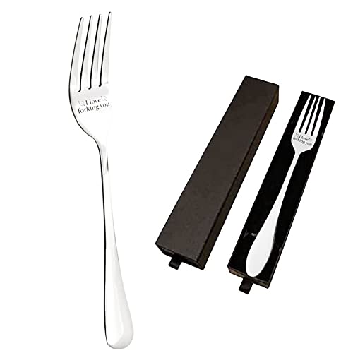 I Forking love You Too Dinner Fork Creative Funny Sculpture Dinner Fork Food Grade Stainless Steel Fork As a Valentine's Day Present for GirlFriend with Gift Box Packaging (I love forking you)
