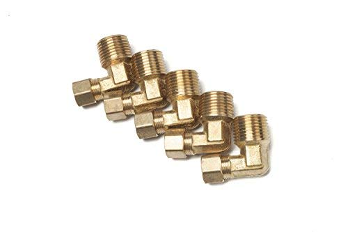 Coude de compression à 90 degrés NPT mâle, diamètre extérieur du 3/8 po x 1/2 po du mâle, raccord de compression en laiton (paquet de 20)