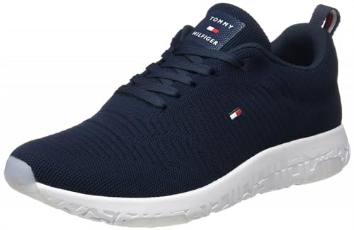 Tommy Hilfiger Runner Sneaker Hombre Corporate Knit Rib Runner Calzado Deportivo, Azul (Desert Sky), 40