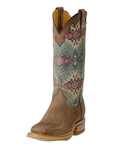 Tin Haul Women's Southwest Dreamer Western Boot Broad Square Toe Brown 8.5 M