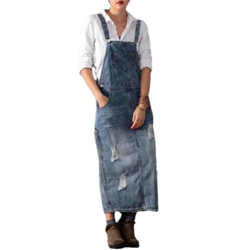 Jupe en jean décontractée pour femme et robe trapèze midi à bretelles avec poches