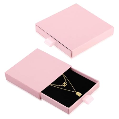 WUYJI Cajas para joyas,Caja de regalo de joyería rosa de dos piezas, elegante empaque de regalo, adecuado para joyas, collares, aretes y anillos.