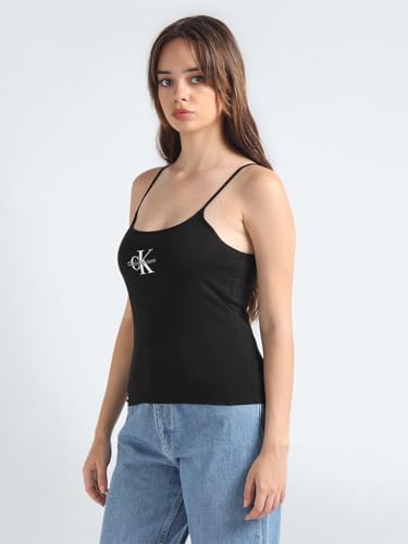 Calvin Klein Damen Tank Top Monologo Strappy Slim Fit, Schwarz (Ck Black), XXL 3