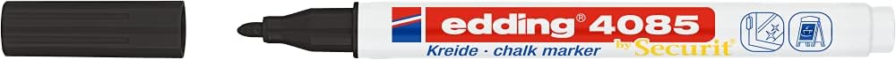 Edding 4085 Chalk Marker, Black, 1 Round Nib 1-2 mm, Fine-Nib Wet Wipe Pen for Chalkboards Windows, Glass, Mirrors - Image 3
