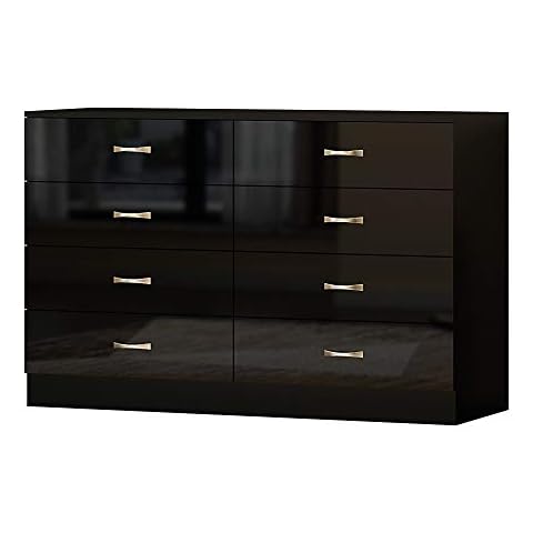 FWStyle Black High Gloss 8 Drawer Chest Cover
