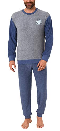 Langer Herren Frottee Pyjama, Schlafanzug mit Bündchen - 291 101 13 574, Größe2:56, Farbe:grau-Melange Cover