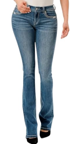 Grace in LA Easy Fit Boot Cut Denim Jeans Blue EB61780