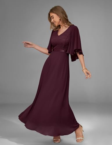 DRESSTELLS Formal Wedding Guest Dresses, 2025 Fall Bridesmaid Party Cocktail Evening Long Prom Lace Dress2