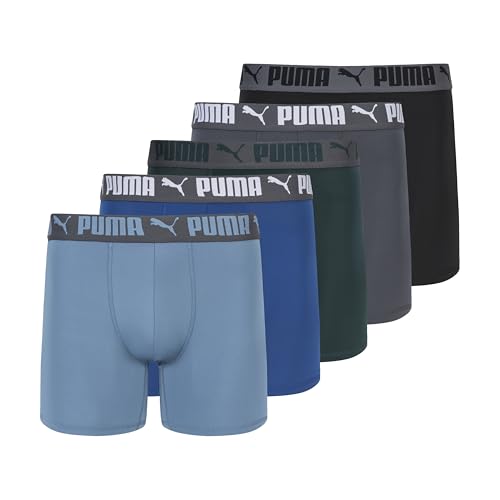 Puma Herren-Boxershorts, 5er-Pack, Grün/Blau/Schwarz/Grau, Medium 1