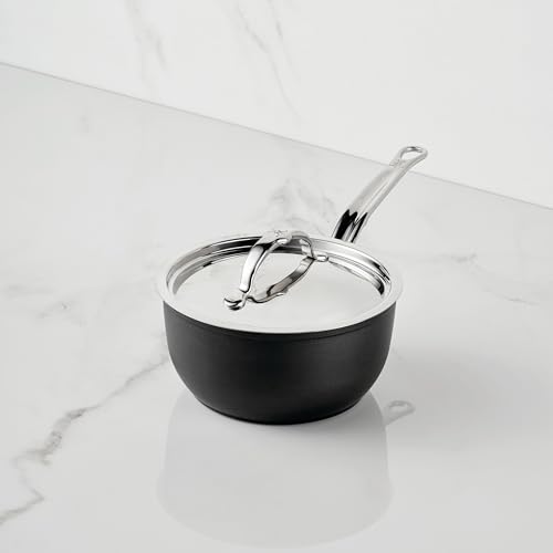 Image of Hestan TITUM Fusion 2 Quart Nonstick Saucepan with Lid, Double Impact Stainless Steel Base & Aluminum Body, Induction Compatible, Made without PFOAs