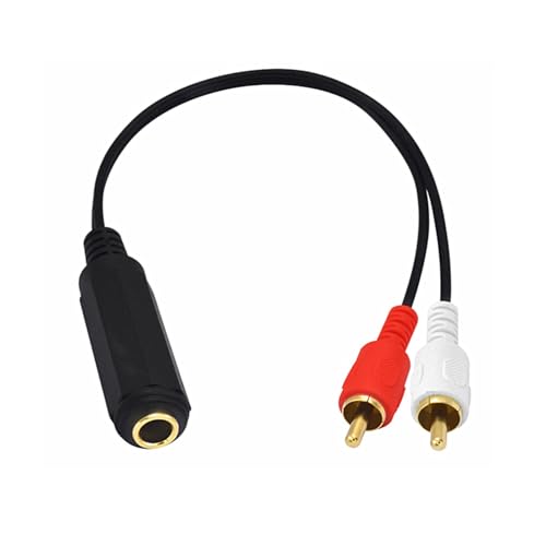 ELNONE 0.25M/0.8FT 6.35mm Female to 2 RCA Male Stereo Audio Y Splitter Cable,6.35mm 1/4 inch Stereo TRS Female Connector Cable for RCA to 1/4 Adapter Cable
