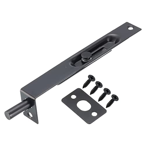 uxcell Flush Bolt, 6 Inch Stainless Steel Door Concealed Slide Lock Latch for Wood Composite Doors, Double Doors, Black
