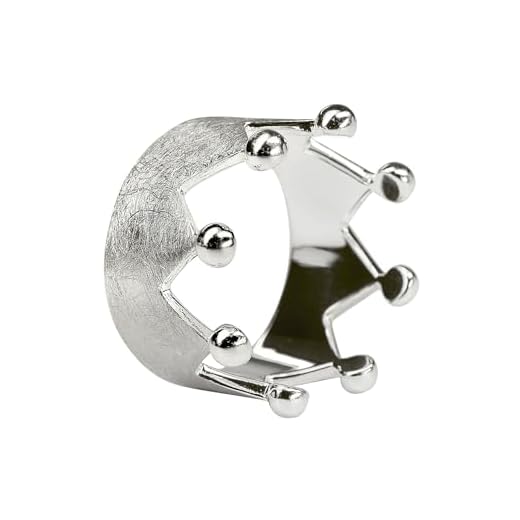SILBERMOOS Anillo de mujer corona de rey coronita cepillada Plata esterlina 925, Tamaño del anillo:22