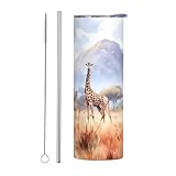 Tasse à paille droite de 591 ml : cette tasse à paille droite imprimée savane africaine dispose d'une grande capacité de 591 ml, répondant facilement à vos besoins d'hydratation quotidienne ou d'activités de plein air.