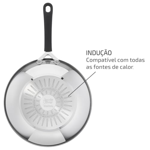 Frigideira Wok Aço Inox Com Indução Tefal Jamie Oliver 28cm