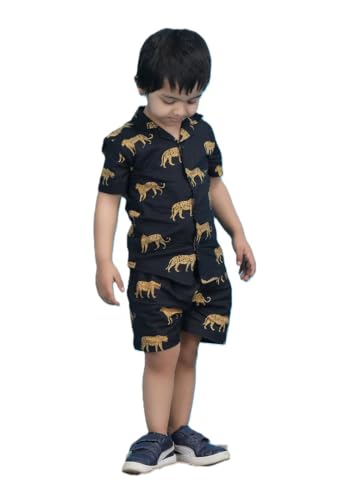 Image of POLKA TOTS Cotton Half Sleeves Shirt With Shorts, All Over Print Cord Set for Baby Boy Kids