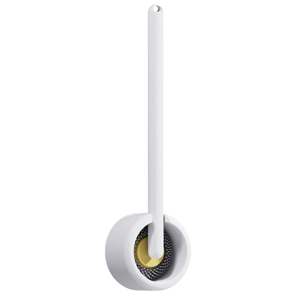 Surek Yellow Soft Wall-Mounted Floor-Standing Dual-Purpose Toilet Brush With Silicone Bristles Toilet Brush And Holder For Bathroom Storage Reusable