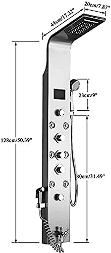 Panel de ducha de torre montado en pared, acabado niquel cepillado, 6 funciones con 4 chorros de hidromasaje miniatura 2