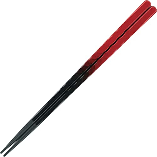 福井クラフト 箸 PBT樹脂塗箸 日本製 食洗機対応 亀甲箸 朱黒ぼかし塗 22.6cm 日本製