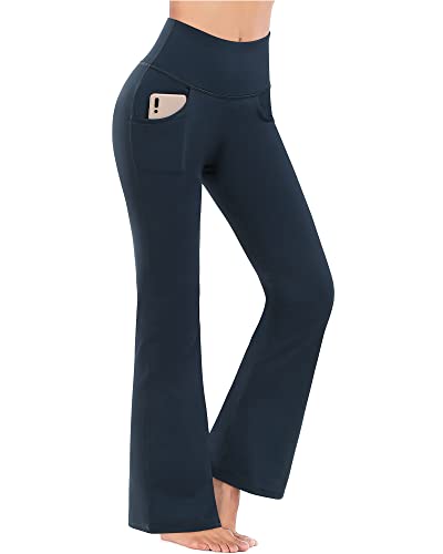 Pantalon de yoga bootcut taille haute gainant avec poches latérales confort