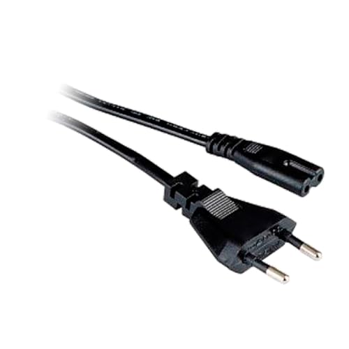 Zenitech - Cavo di Alimentazione per Radio o Rasoio - Nero - 2x 0,75 mm² - 2P - 2,5A - Potenza 500W - Sostituzione Facile - Compatibile con Dispositivi Elettrici - Lunghezza 1,5 m