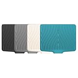 Gettimore Alfombrilla de secado de platos de silicona para cocina, 40 x 33 cm con borde de drenaje, almohadilla antideslizante resistente al calor para sartenes, vasos, cubiertos, color negro