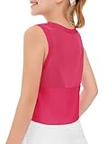 Haloumoning Girls Athletic Tank Tops Kids Sleeveless Crop Tops Mesh Back Workout Cute Sports Shirts 5-14 Years Hot Pink