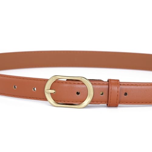 Katutude Women's Leather Belt Gold Buckle Waist Belts Soft PU Leather Chic Belt 1 Inch Wide Casual Leather Belt for Jeans3