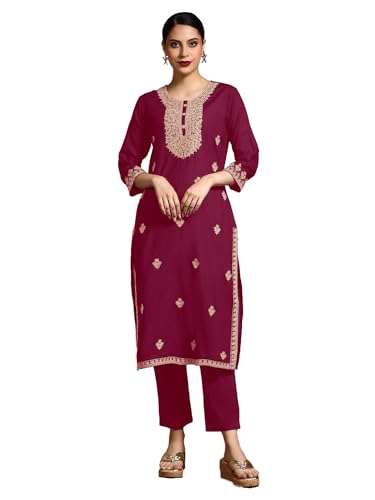 Kurta Buta brodé de motifs floraux Varanga, l'excellence du marron en M