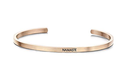 Preisvergleich Produktbild KEY MOMENTS 8KM-B00021 Damen Armreif NAMASTE Edelstahl Rose Weiß Zirkonia
