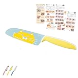 【 現役フードスタイリスト監修 かんたんお子様向けミニレシピ付き 】 子ども包丁 両刃 左利き対応 ステンレス 本格派 安心 安全 富士カトラリー 子供用包丁 子供向け包丁 キッズナイフ グーテ (イエロー単品（ねこ）)