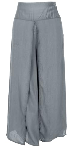 GURU SHOP Palazzohose, Offene Boho Sommerhose, Hosenrock - Silbergrau, Damen