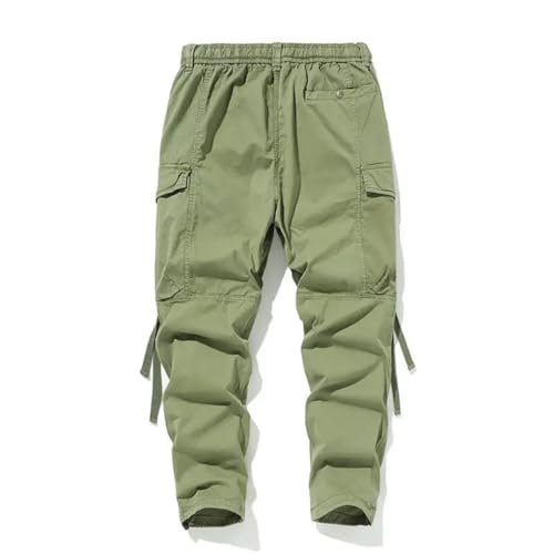 Solid Color Casual Simple Elastic Pocket Tassel Stitching Vintage Men's Outdoor Work Pants2