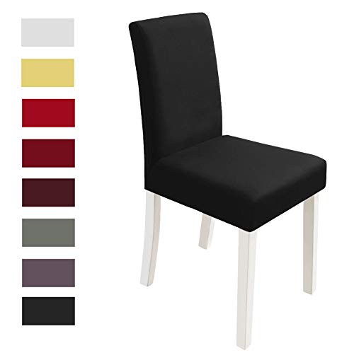 yokamira Fundas para Sillas Pack de 6, Fundas de Silla de Comedor Elasticas Respaldo Alto, Cubiertas para Sillas Asiento Extraíbles y Lavables, para Modernas Boda, Hogar, Restaurante, Negro