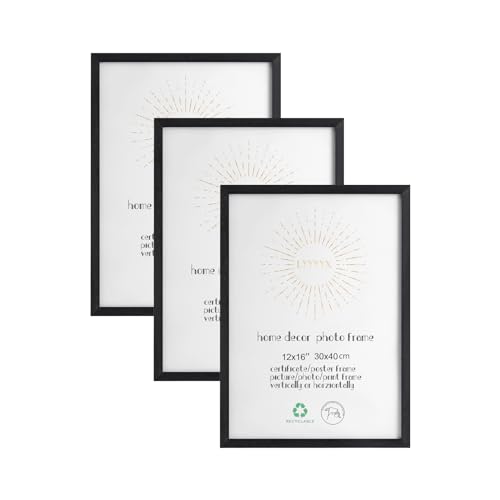 LYYYX Photo Frame 30x40cm with Plexi Glass for Wall Mounting Display Picture Frame Set of 3 Made of Solid Wood for Photos Posters