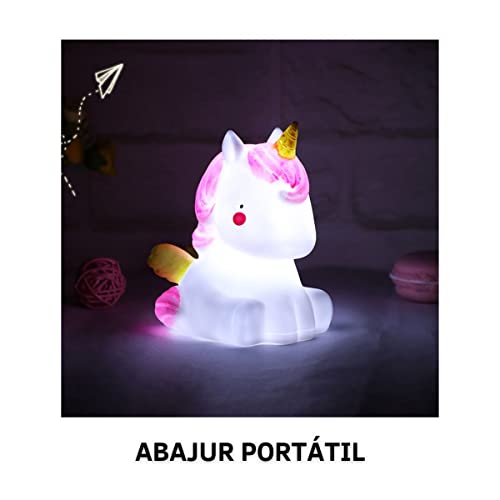 Luminária Unicórnio Luz LED Abajur Infantil Para Quarto De Meninas De Plástico Portátil Iluminação e