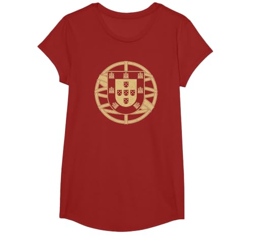 Portugal Coat ARMS Portuguese Flag Symbol Emblem T-Shirt, Girls, Cranberry Red, X-Small