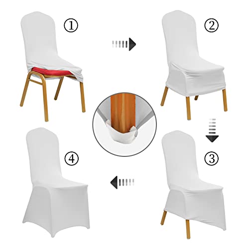 Weerrw 20 Pcs Spandex Chair Covers - Stretch Banquet Events Party Universal Dining Room Decoration Elastic Chair Slipcovers For Living Room, Silver Grey #TOP3