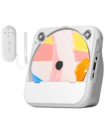 Image of Portable CD Player Bluetooth Rechargeable, Mini Desktop for Home with HiFi Speaker, Cute CD Player Remote Control, Supports CD /FM Radio /USB, Cream