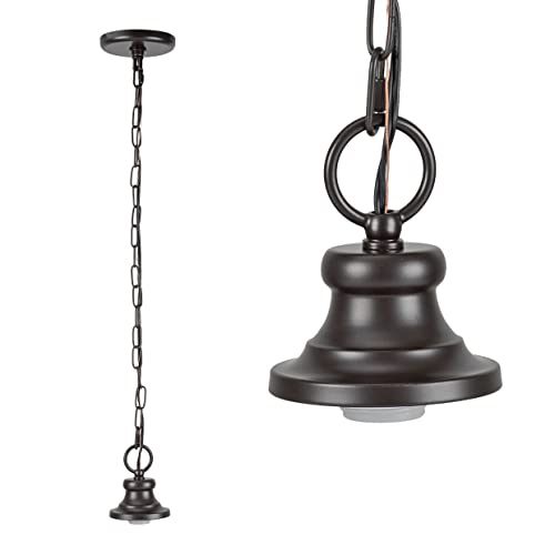 Image of Aspen Creative 21048-11, Indoor Pendant Light Kit, 6' SPT-1 Black Wire / 5' Steel Chain. Socket Cup: 4 inch W x 2-3 /8 inch H /Pendant Shade. Oil Rubbed Bronze. 1 Pack