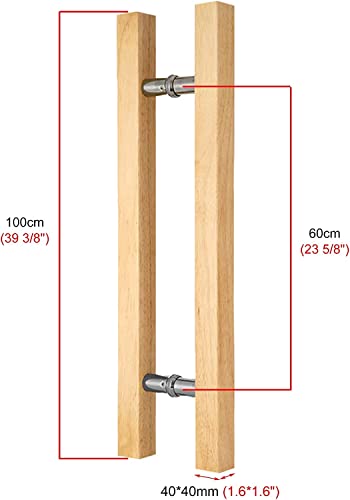 Poignée porte grange bois massif ensemble intérieur extérieur lisse - 7
