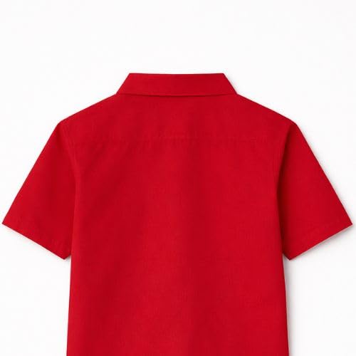 Image of Boys White School Shirt | Half Sleeve Regular Fit Cotton Uniform Shirt for Kids