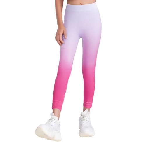 YiZYiF Kids Girls Gradient Shiny Dance Leggings High Waist Gymnastics Performance Tights Pants3
