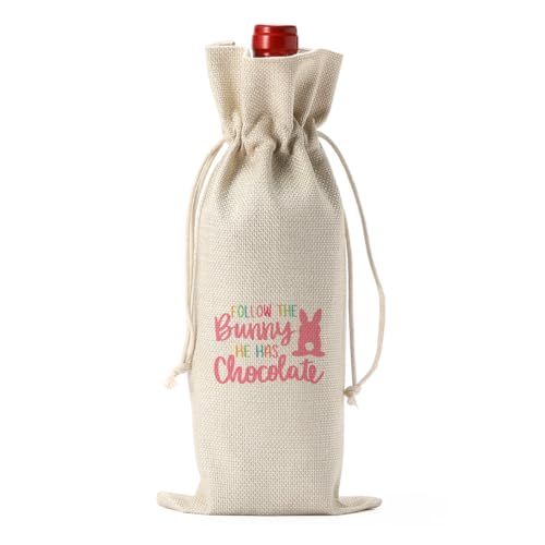 Divertida bolsa de vino de Pascua, regalos de vacaciones de Pascua para mujeres y hombres, cesta de Pascua, decoraciones de conejo de Pascua, bolsa de vino de Pascua, regalos para amantes del vino,