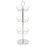 Revolving Shoe Tree Organizer Rack Chrome Finish Bamboo Joint Grain with Ring Handle Holds 18 Pairs Shoes(Three-Tier HANEKY)