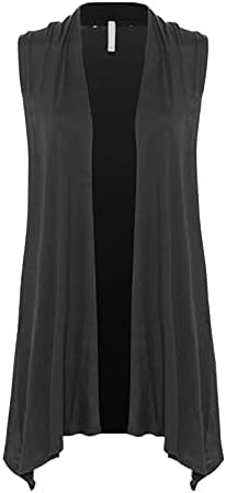 Design by Olivia Women's Lightweight Sleeveless Draped Open Front Cardigan Vest Black XL