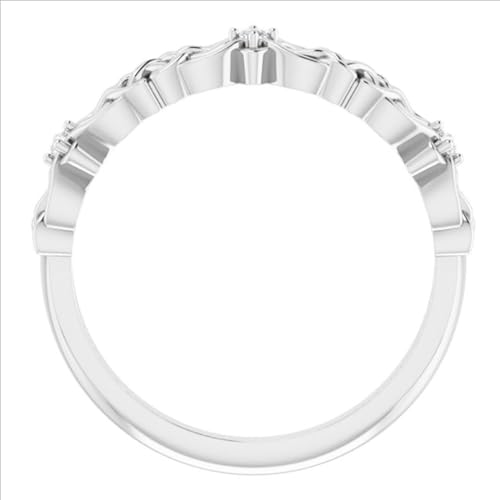 925 Sterling Silver White Gold Finish Vintage 0.10 Ct Round Cut White Diamond Celtic Knot Trinity Design Wedding Eternity Stacking Band Ring for Women3