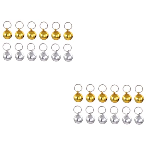 Beavorty 2sets Loose Beads Pet Cat Puppy Dog Bells for Pet Christmas Diy Craft 12pcs*2